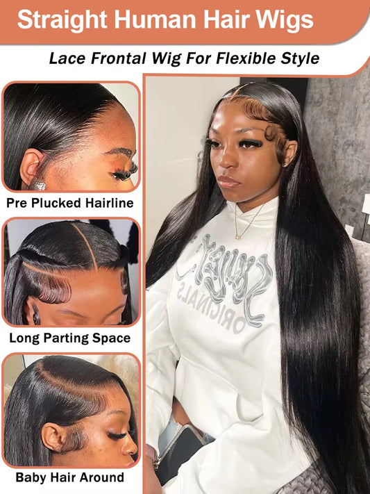 HD Transparent Straight Lace Front Wig – Brazilian Remy Human Hair