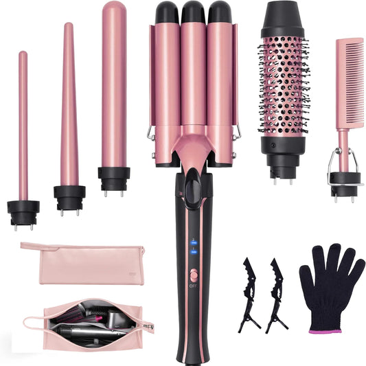 Multifunctional Hair Curler & Straightener – Tourmaline Ceramic, Dual Voltage